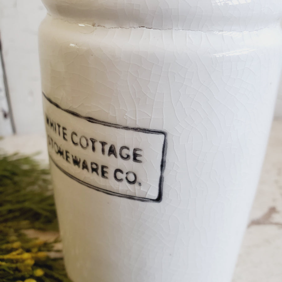 White Cottage Stoneware Half Pint Crock