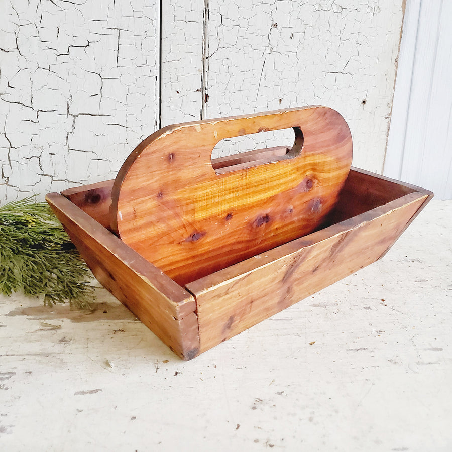 Handcrafted Wood Tool Box w/ Handle Vintage