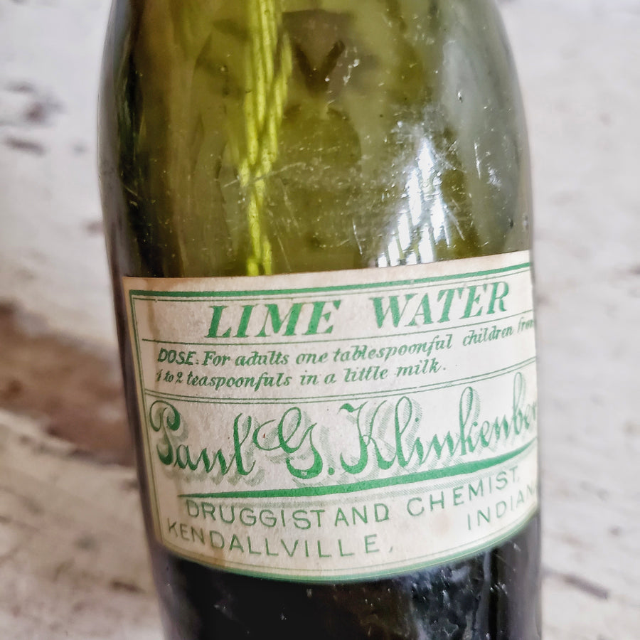 Vintage Lime Water  Apothecary Bottle