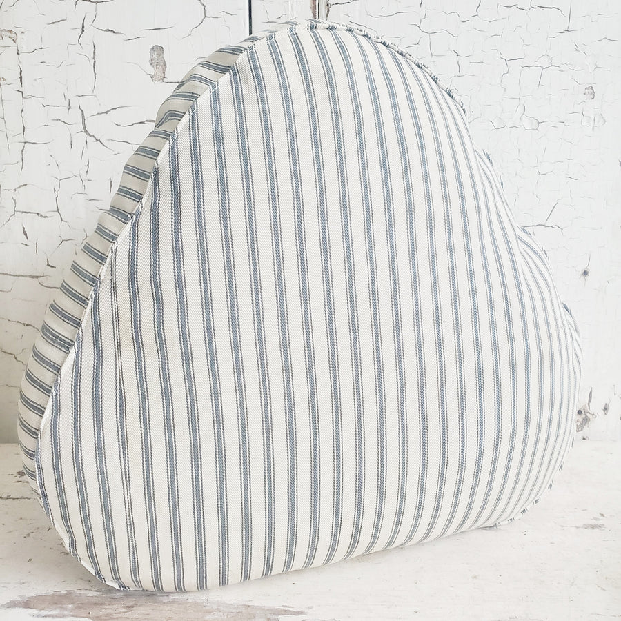 Vintage Handmade Blue French Ticking Stripe Pillow