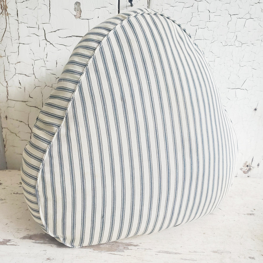 Vintage Handmade Blue French Ticking Stripe Pillow