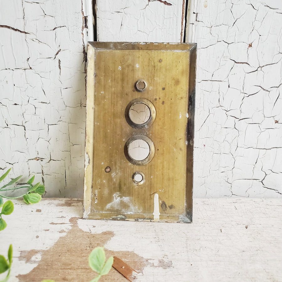 Vintage Chippy Brass Push Button Plate Cover
