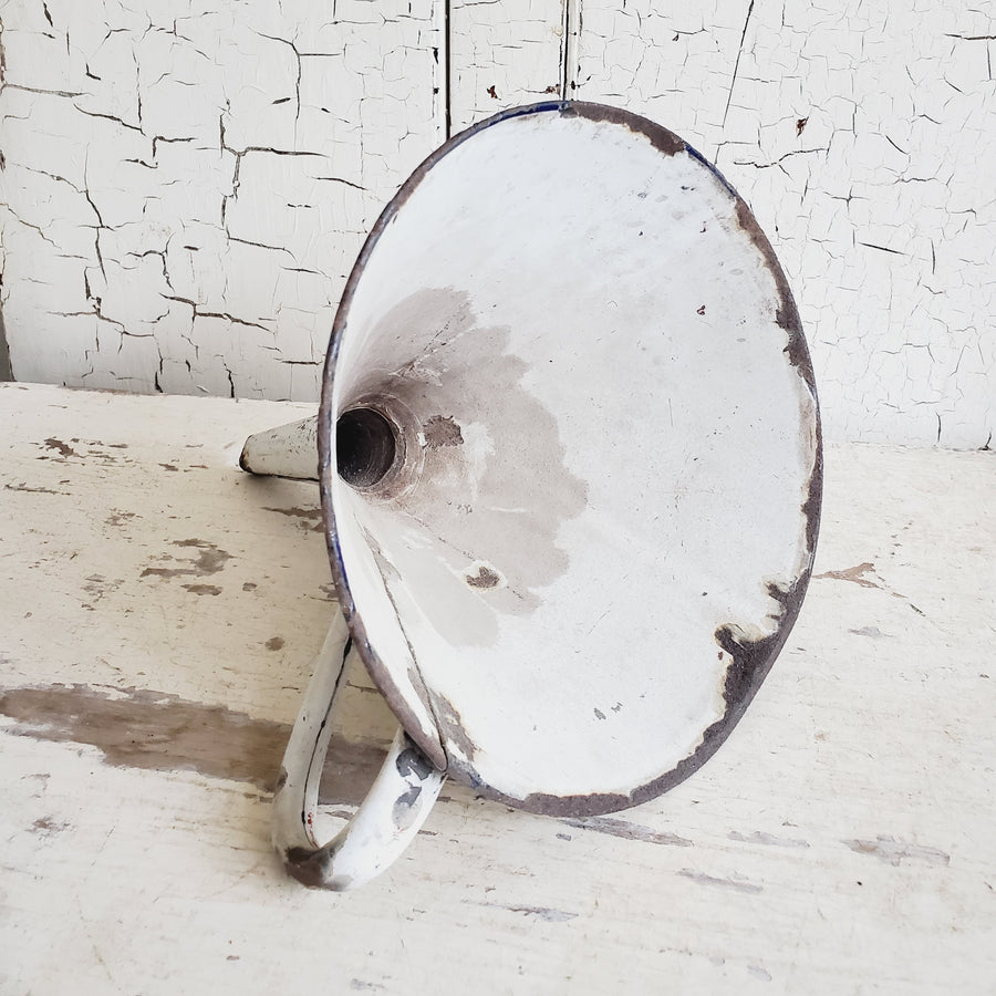Vintage White Enamelware Funnel