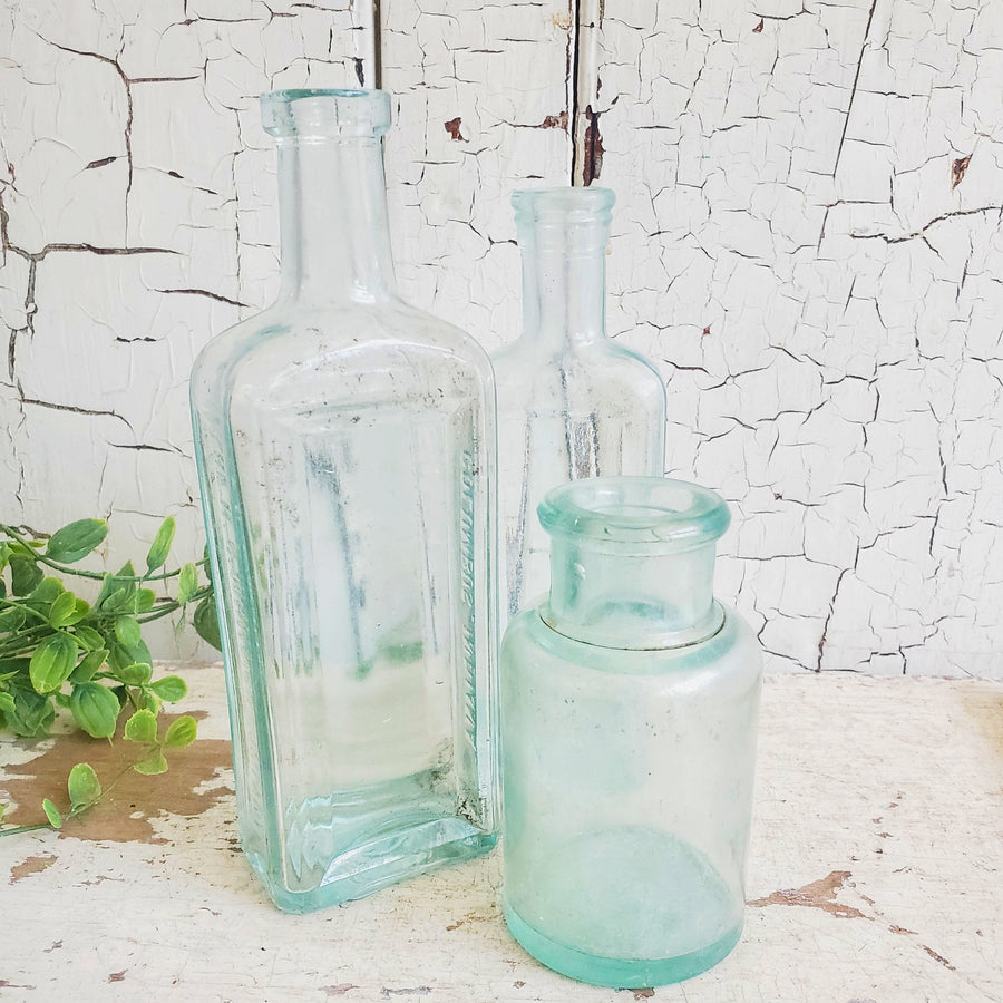 Set of Three Vintage Apothecary Bottles
