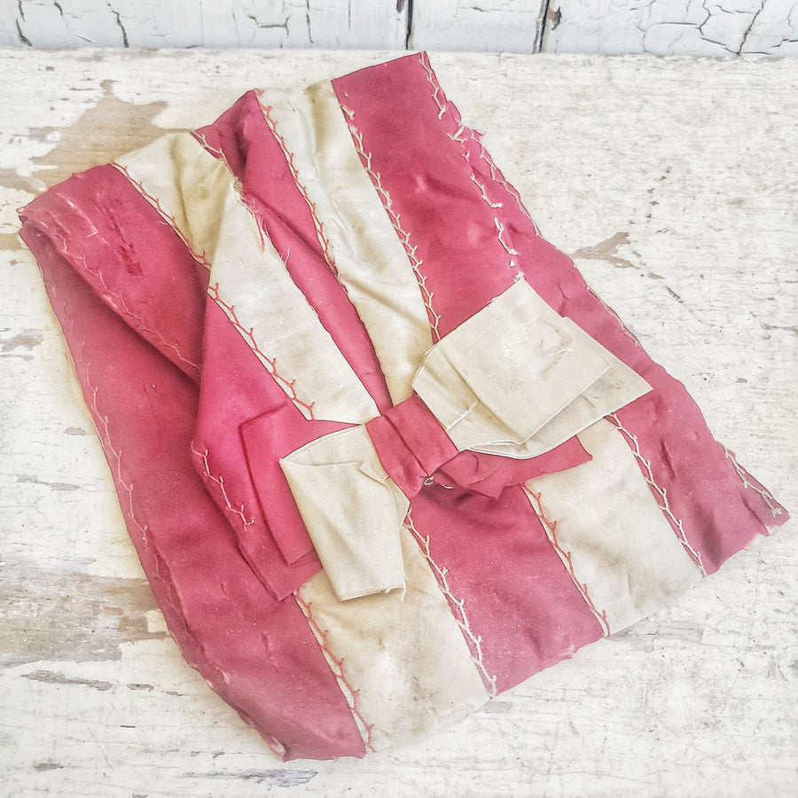 Antique Red and Cream Handstitched Silk Purse