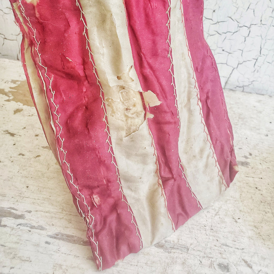 Antique Red and Cream Handstitched Silk Purse