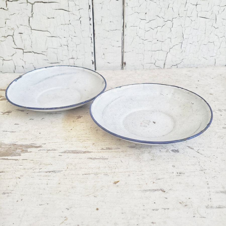 Set of 2 Antique European Enamelware Dishez