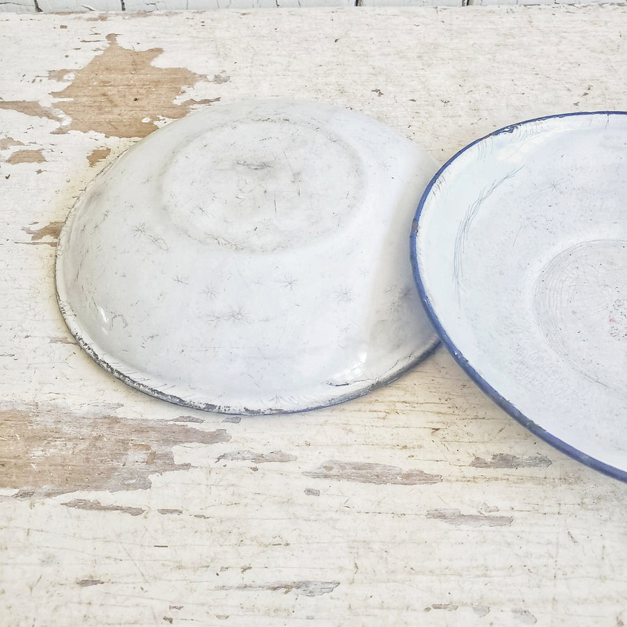 Set of 2 Antique European Enamelware Dishez