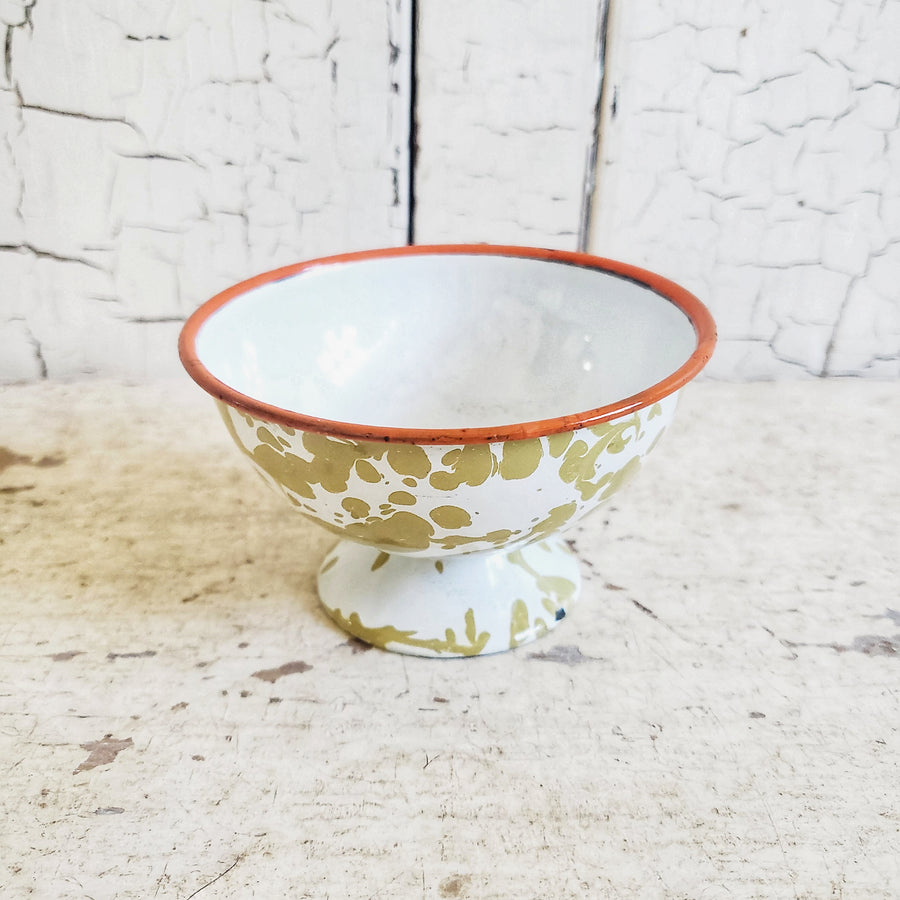 Vintage Enamel Spatterware Compote Dish