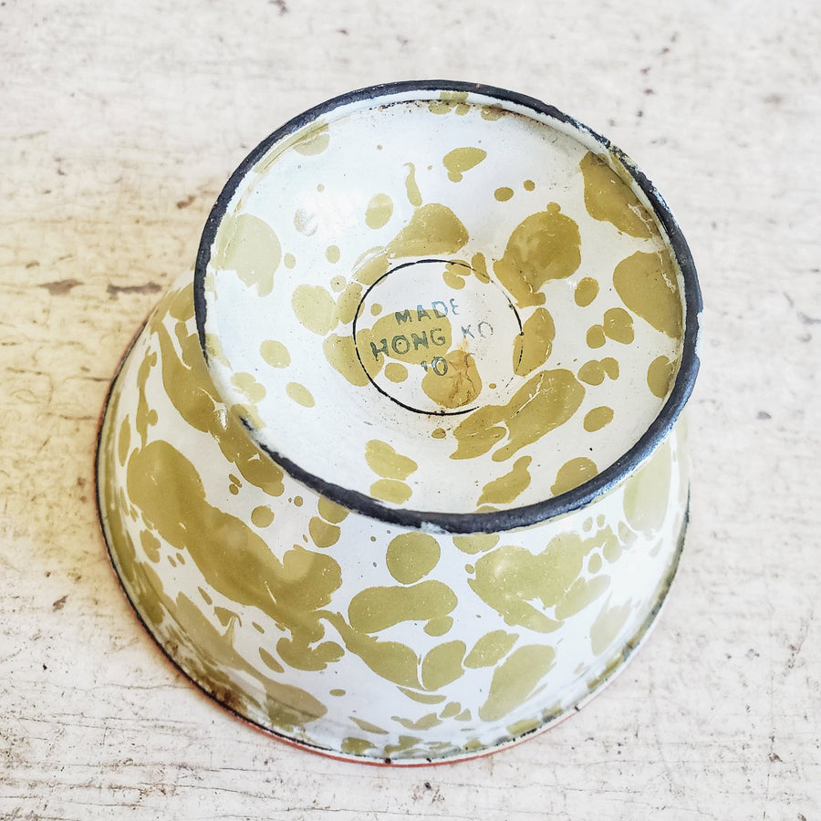 Vintage Enamel Spatterware Compote Dish