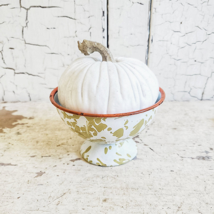 Vintage Enamel Spatterware Compote Dish