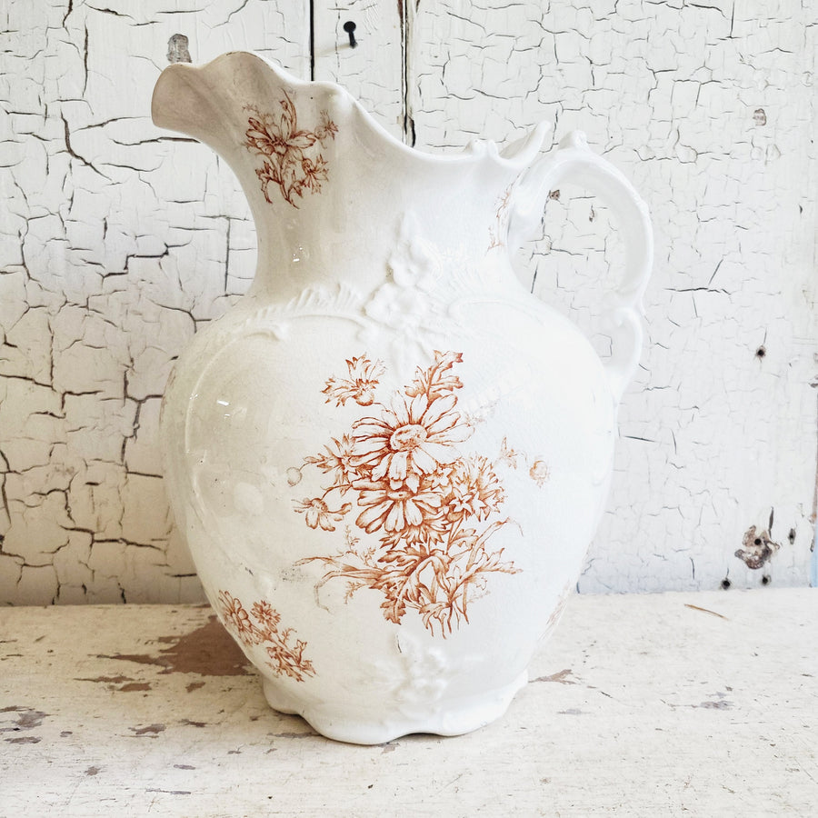 Large Geo.Seabring Vintage  Ironstone Pitcher