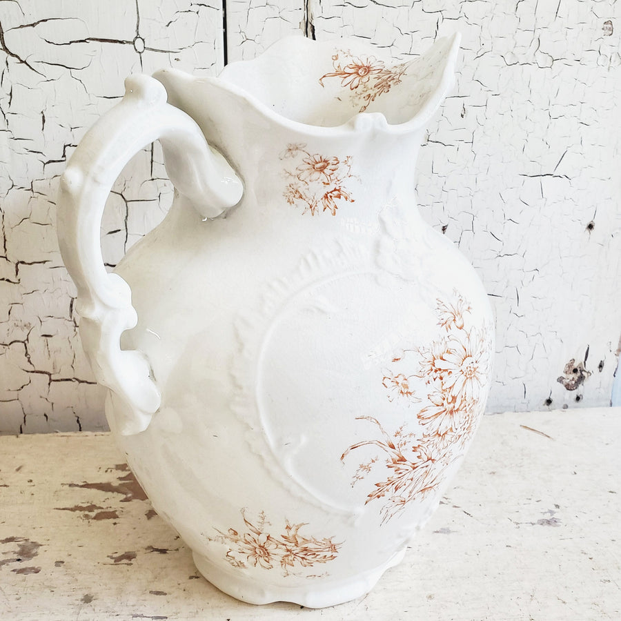 Large Geo.Seabring Vintage  Ironstone Pitcher