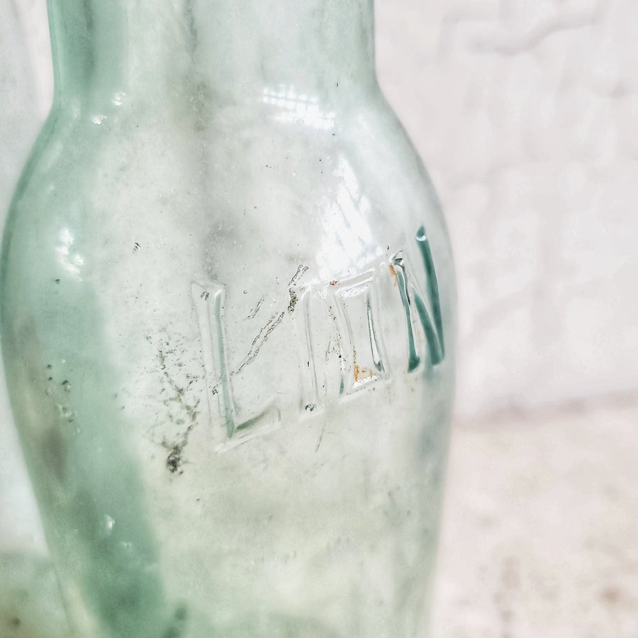 Pair of  Vintage Aqua Blue Glass Bottles
