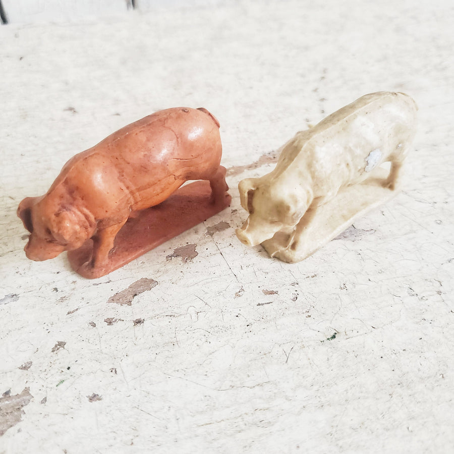 Pair of  Vintage Rubber  Toy Pigs