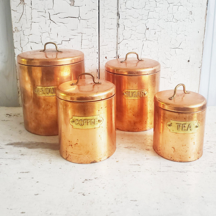 Vintage Copper and Brass Canister Set