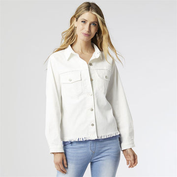 White Fringe Bottom Jean Jacket