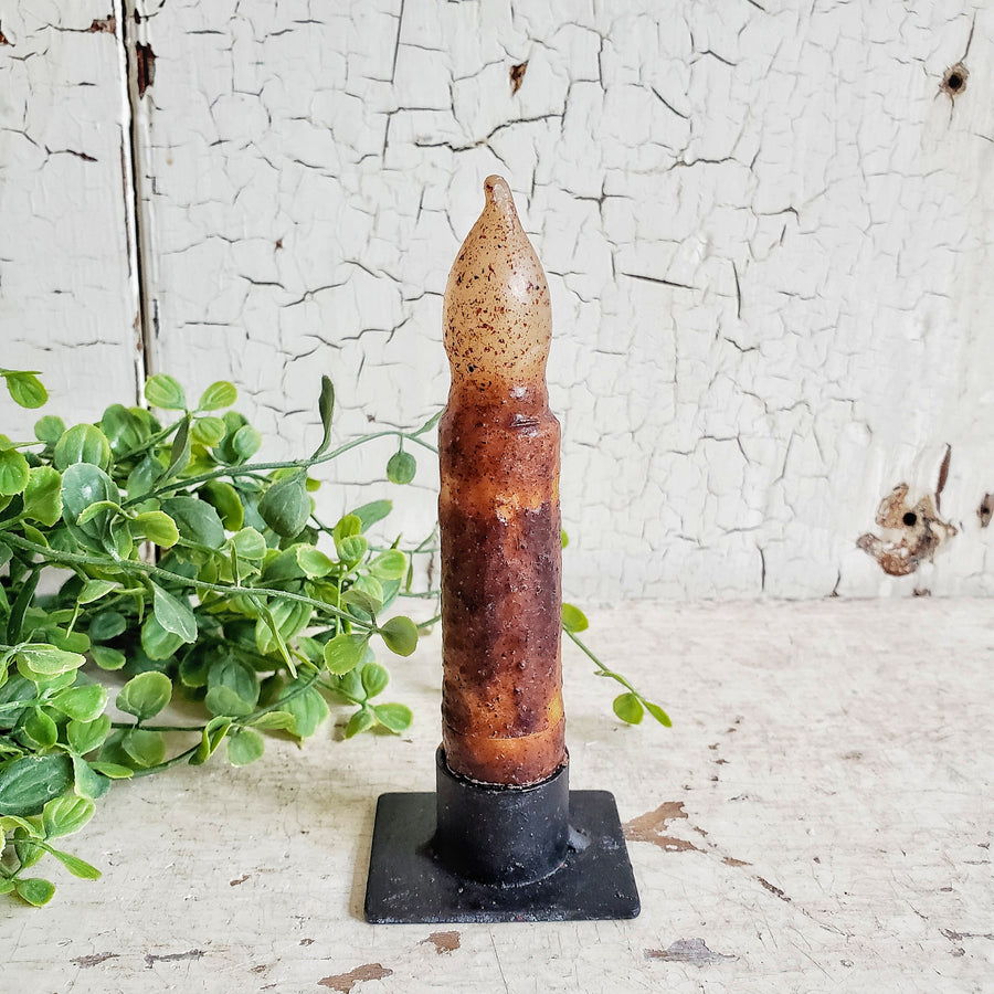 4.5 Inch Tall Battery Operated Farmhouse Brown Taper