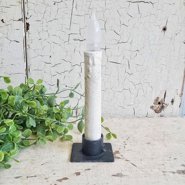 6 Inch Tall Battery Operated Farmhouse Textured White Taper