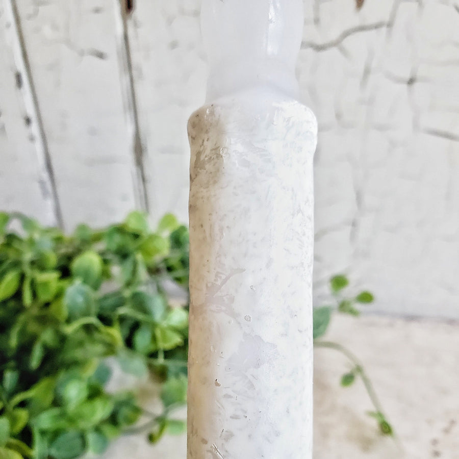 6 Inch Tall Battery Operated Farmhouse White Marble Timer Taper
