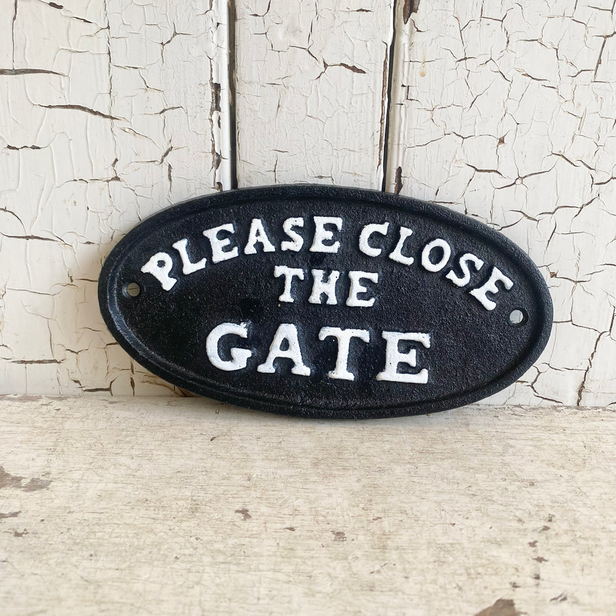 Cast Iron Garden Sign - Please Close Gate