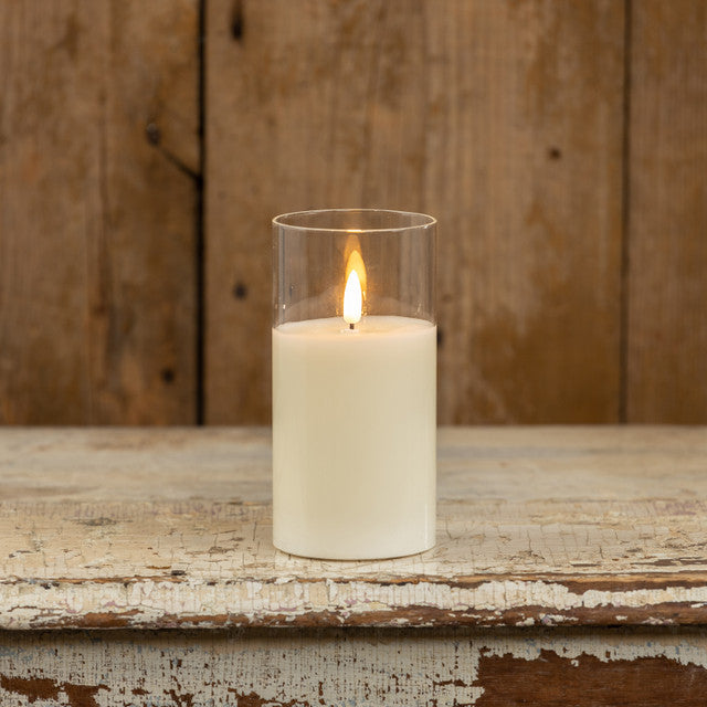 6 Inch Glass 3D Flame Battery Candle