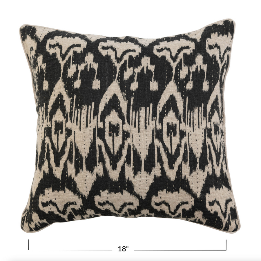 Woven Linen Pillow With Ikat Print