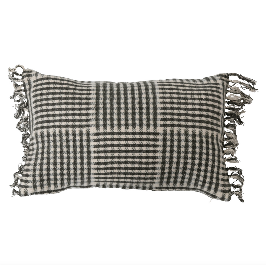Cotton Gingham Pattern Lumbar Pillow