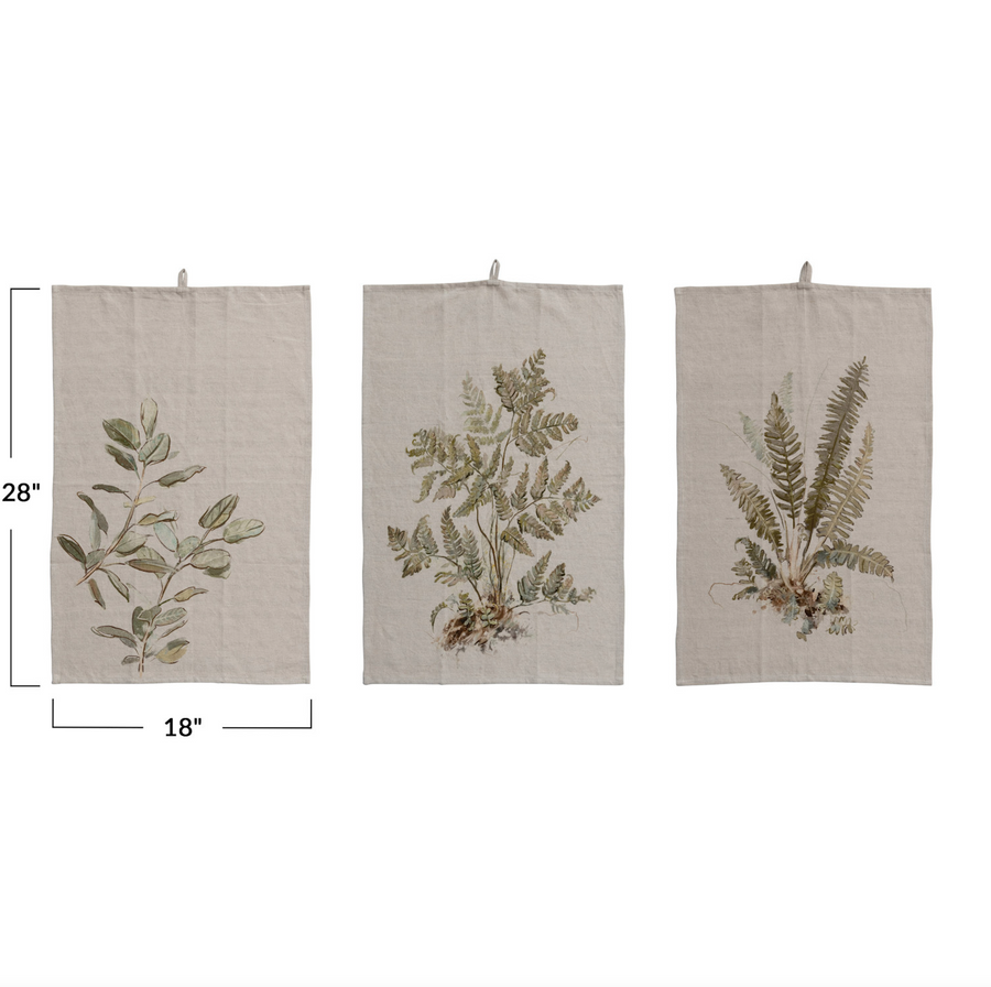 Cotton & Linen Botanical Tea Towel