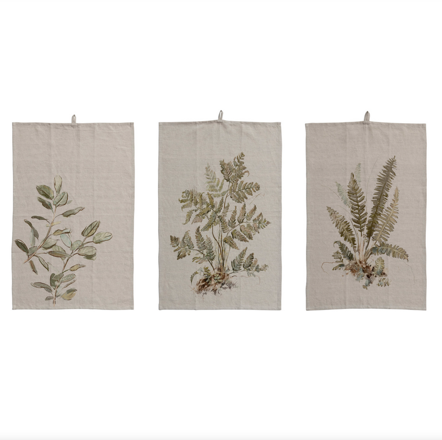 Cotton & Linen Botanical Tea Towel
