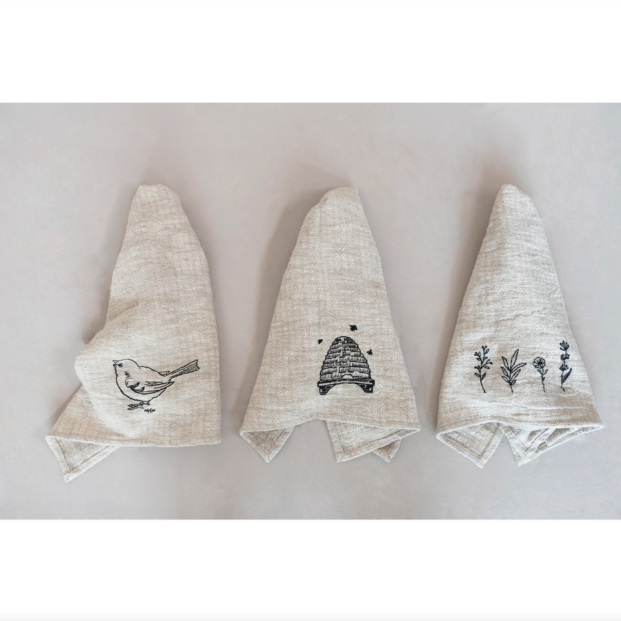 Cotton Embroidered Tea Towels