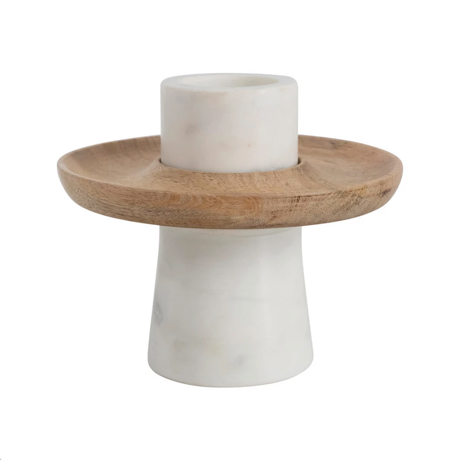 Mango Wood & Marble Appetizer Stand