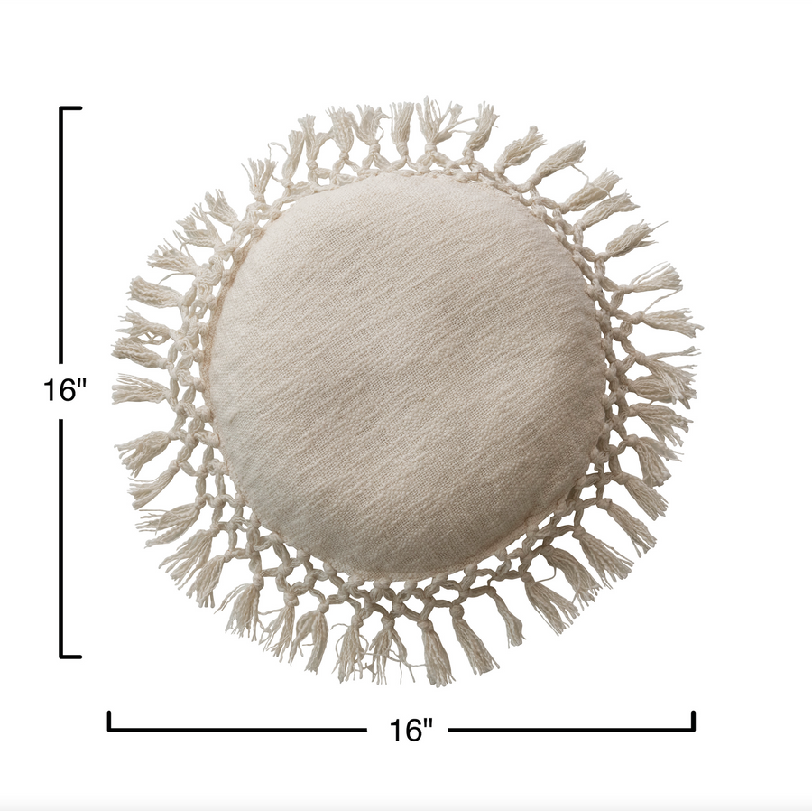 Cream Pillow With Tassels