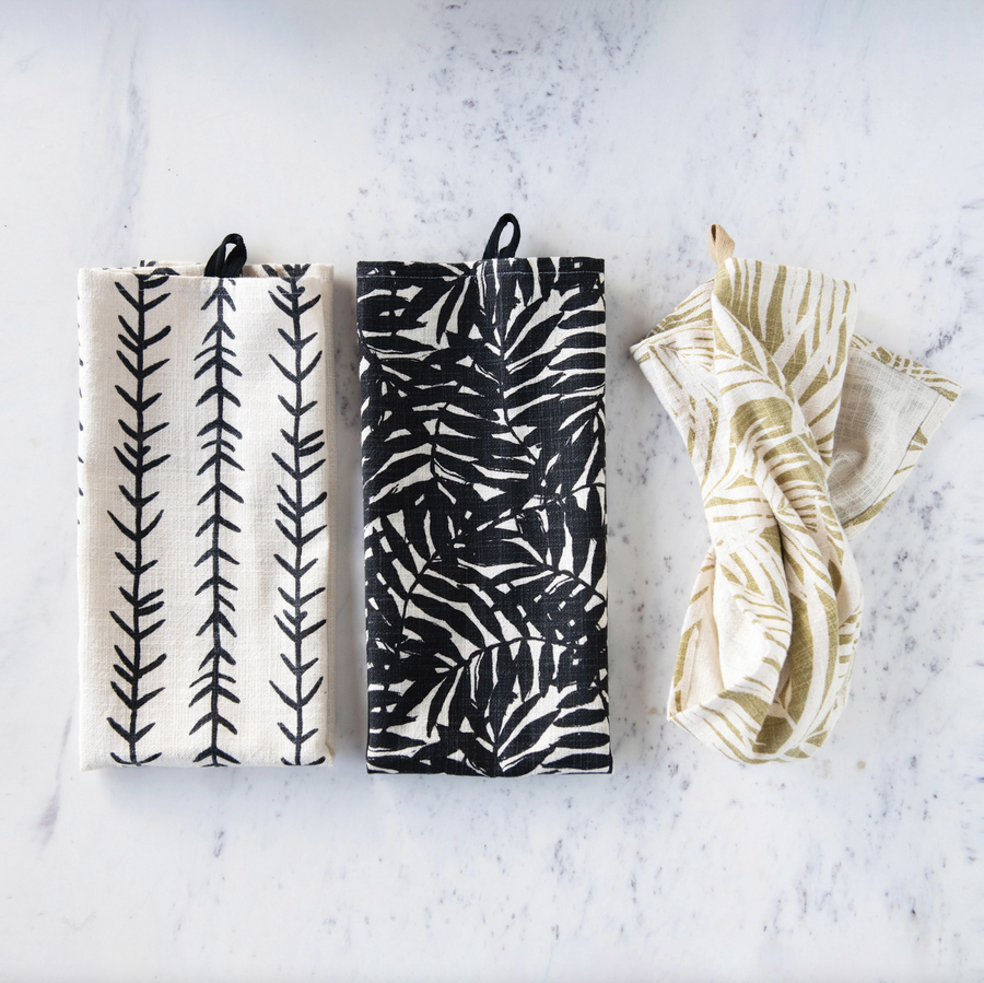 Leaf Print Cotton Tea Towel