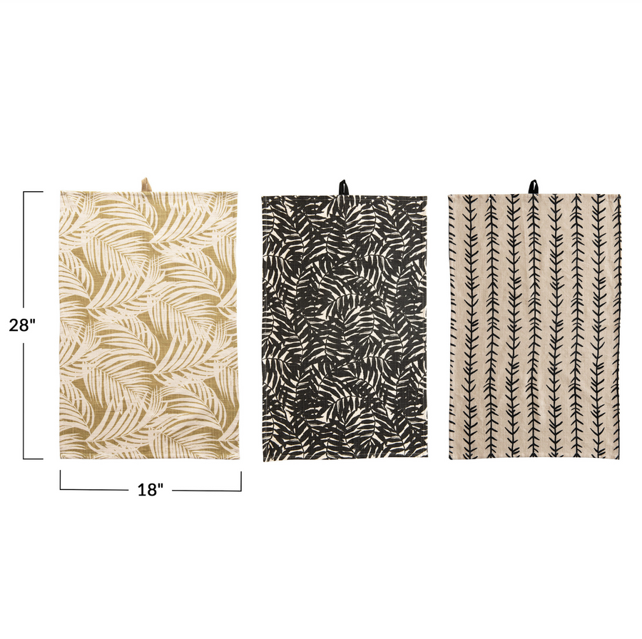 Leaf Print Cotton Tea Towel
