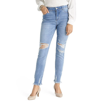 ZoeyZip Distressed Skinny Ankle Jean