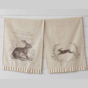 Set of Two Leaping Hare Tea Towels