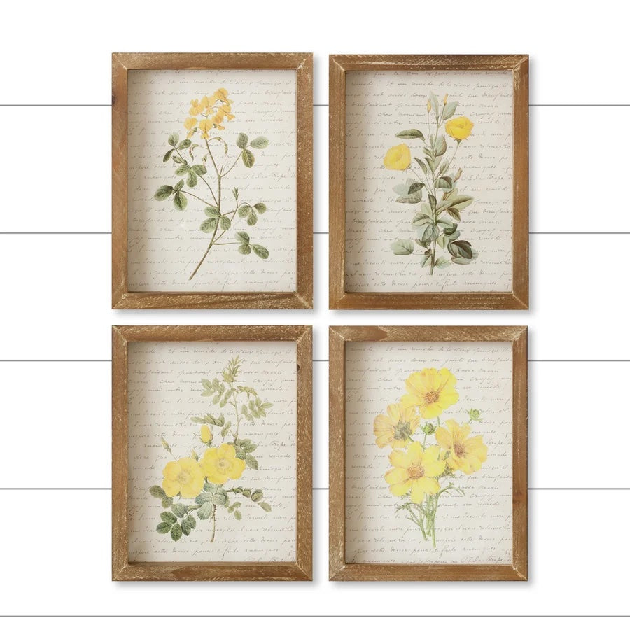 Set of Four Framed Yellow Flower Prints