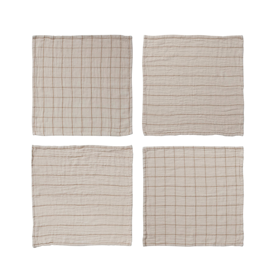 Set of 4 Tan & Cream Napkins