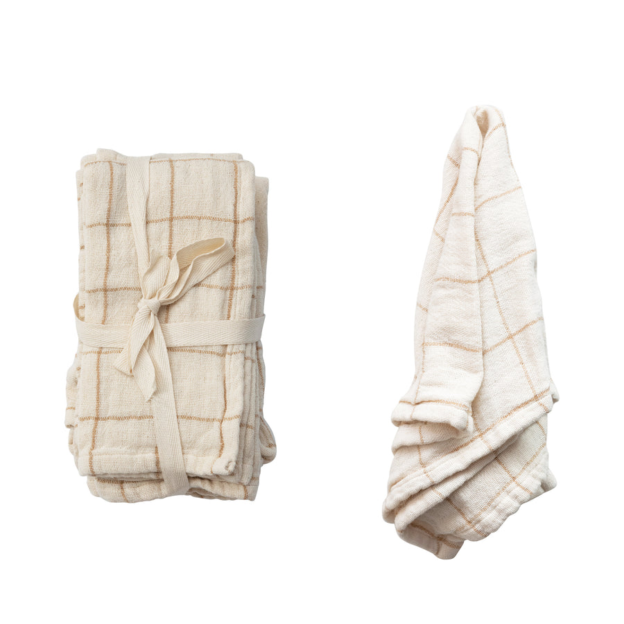 Set of 4 Tan & Cream Napkins