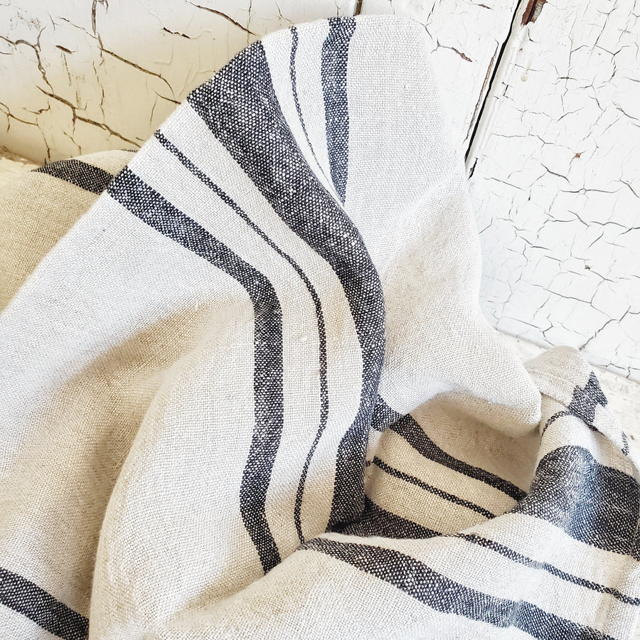 Natural Linen French Stripe Dish Towel