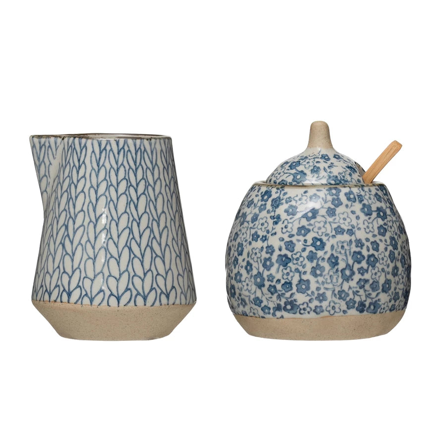 Blue Cream & Sugar Set