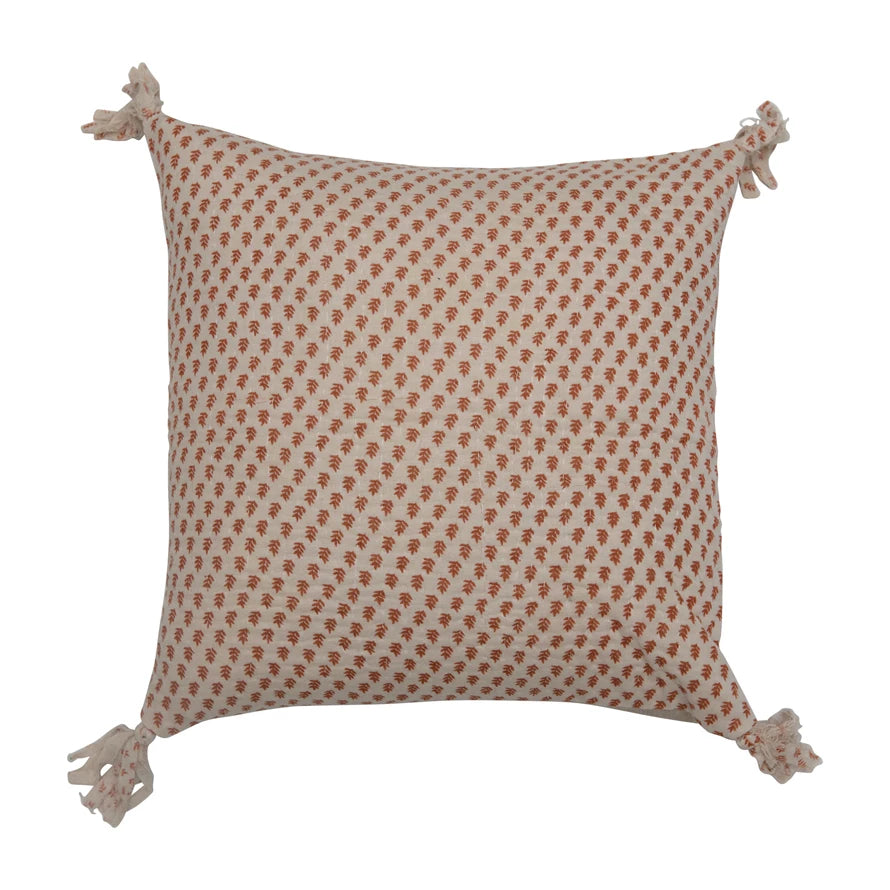 Rust Leaf Pillow with Tassels