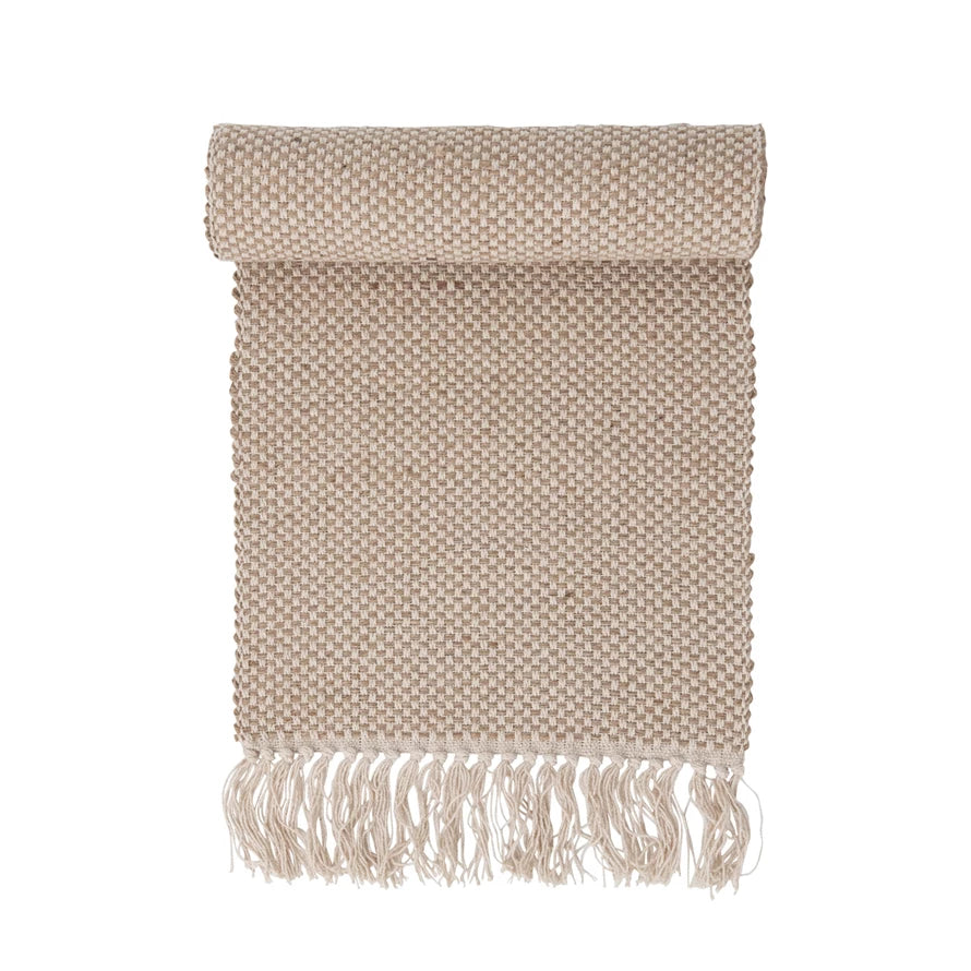 Jute & Cotton Runner with Fringe