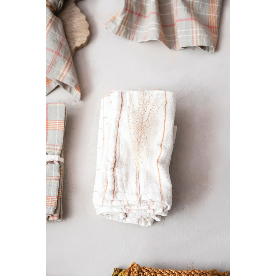 Rust and Cream Cotton Tea Towel