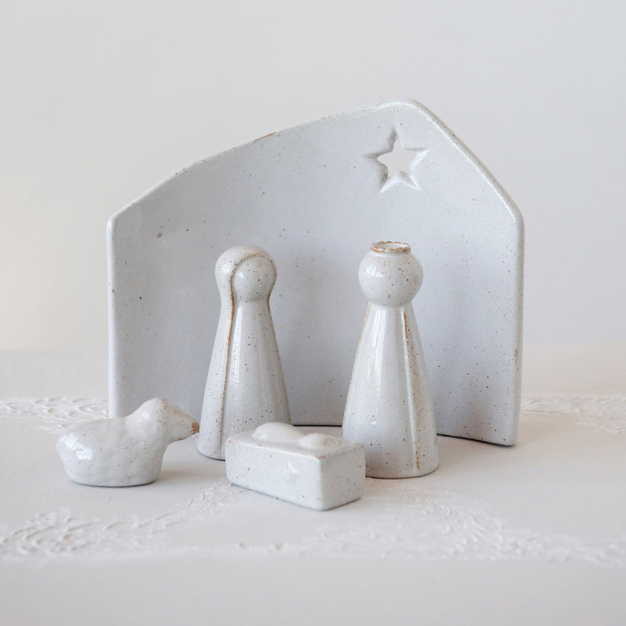 Geometric Stoneware Nativity Set
