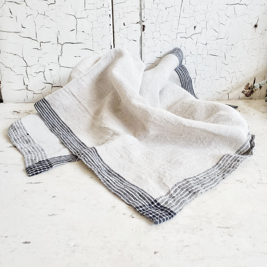 Natural Linen Border Stripe Dish Towel