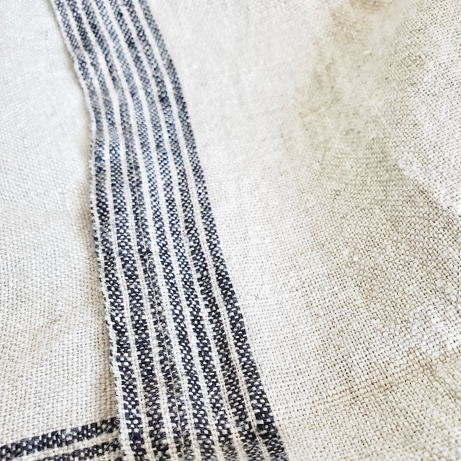Natural Linen Border Stripe Dish Towel