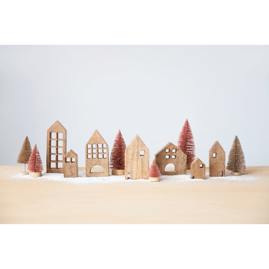 Set of 7 Mango Wood Houses