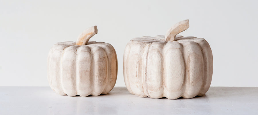Large Paulowina Wood Pumpkin